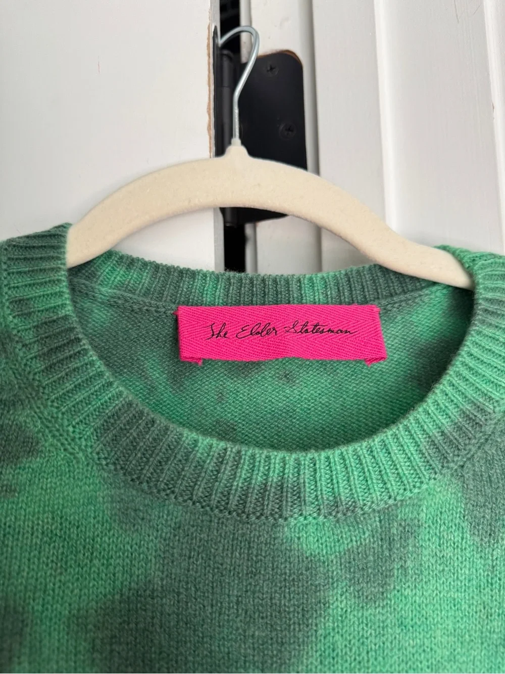 The Elder Statesman Hot Tranquility Tie-Dyed Cashmere Sweater Green - Picture 3 of 6